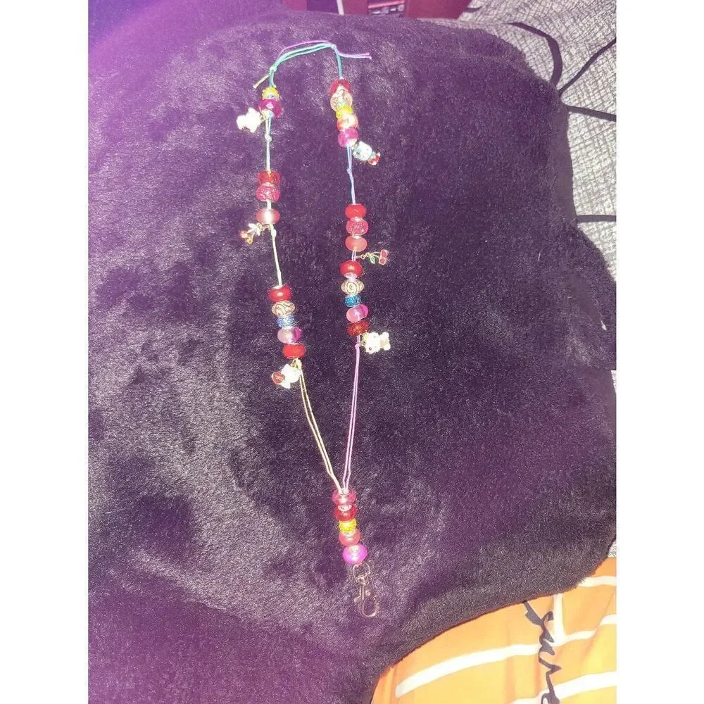 Handmade beaded lanyard keychain